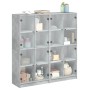 Estantería con puertas madera de ingeniería gris 136x37x142 cm de , Librerías y estanterías - Ref: Foro24-3206520, Precio: 25...