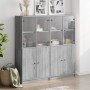 Estantería con puertas madera gris Sonoma 136x37x142 cm de , Librerías y estanterías - Ref: Foro24-3206529, Precio: 280,73 €,...