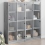 Sonoma graues Holzregal mit Türen 136x37x142 cm von , Bücherregale und Regale - Ref: Foro24-3206522, Preis: 256,76 €, Rabatt: %