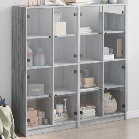 Sonoma gray wood shelf with doors 136x37x142 cm by , Bookcases and shelves - Ref: Foro24-3206522, Price: 262,99 €, Discount: %