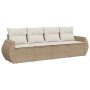 Gartensofa-Set mit Kissen, 4-teilig, beiges synthetisches Rattan von , Gartensets - Ref: Foro24-3221077, Preis: 371,51 €, Rab...