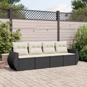 4-teilige Gartensofagarnitur mit schwarzen synthetischen Rattankissen von , Gartensets - Ref: Foro24-3221075, Preis: 287,70 €...