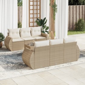 7-piece garden sofa set and beige synthetic rattan cushions by , Garden sets - Ref: Foro24-3221107, Price: 684,99 €, Discount: %