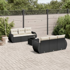 7-teiliges Garten-Essset und schwarze Kissen aus synthetischem Rattan von , Gartensets - Ref: Foro24-3221105, Preis: 523,34 €...