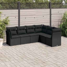 6-teiliges Gartensofa-Set und schwarze synthetische Rattankissen von , Gartensets - Ref: Foro24-3249514, Preis: 388,24 €, Rab...