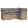 Gartensofa-Set mit Kissen, 4-teilig, beiges synthetisches Rattan von , Gartensets - Ref: Foro24-3249418, Preis: 283,18 €, Rab...