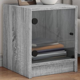 Nachttische mit Glastüren 2 Einheiten grau Sonoma 35x37x42 cm von , Nachttische - Ref: Foro24-836354, Preis: 68,80 €, Rabatt: %