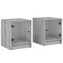 Mesitas noche con puertas vidrio 2 uds gris Sonoma 35x37x42 cm de , Mesitas de noche - Ref: Foro24-836354, Precio: 69,99 €, D...