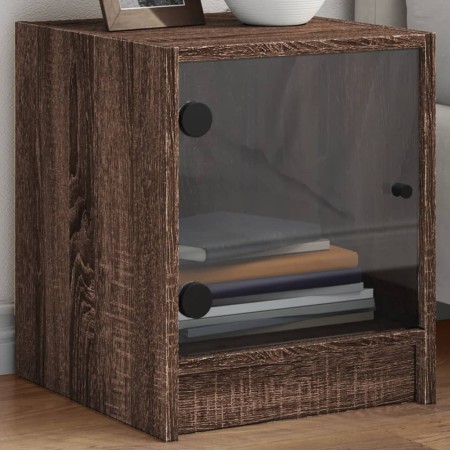 Mesitas noche con puertas vidrio 2 uds roble marrón 35x37x42 cm de , Mesitas de noche - Ref: Foro24-836356, Precio: 68,80 €, ...