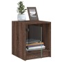 Mesitas noche con puertas vidrio 2 uds roble marrón 35x37x42 cm de , Mesitas de noche - Ref: Foro24-836356, Precio: 68,80 €, ...