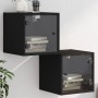 Bedside tables with glass doors 2 pcs black 35x37x35 cm by , Nightstands - Ref: Foro24-836465, Price: 64,61 €, Discount: %