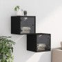 Mesitas de noche con puertas de vidrio 2 uds negro 35x37x35 cm de , Mesitas de noche - Ref: Foro24-836465, Precio: 64,61 €, D...