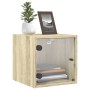 Nightstands with glass doors 2 units Sonoma oak 35x37x35 cm by , Nightstands - Ref: Foro24-836467, Price: 63,99 €, Discount: %