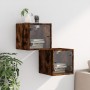 Mesitas noche puertas de vidrio 2 uds roble ahumado 35x37x35 cm de , Mesitas de noche - Ref: Foro24-836471, Precio: 55,95 €, ...