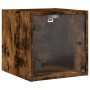 Mesitas noche puertas de vidrio 2 uds roble ahumado 35x37x35 cm de , Mesitas de noche - Ref: Foro24-836471, Precio: 55,95 €, ...