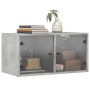 Betongrauer Wandschrank mit Glastüren, 68,5 x 37 x 35 cm von , Schließfächer und Lagerschränke - Ref: Foro24-836503, Preis: 5...