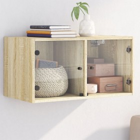 Wandschrank mit Glastüren aus Sonoma-Eiche, 68,5 x 37 x 35 cm von , Schließfächer und Lagerschränke - Ref: Foro24-836501, Pre...