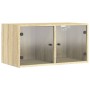 Mueble de pared puertas de vidrio roble Sonoma 68,5x37x35 cm de , Taquillas y armarios de almacenamiento - Ref: Foro24-836501...