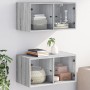 Wall furniture glass doors 2 units gray Sonoma 68.5x37x35 cm by , Lockers and storage cabinets - Ref: Foro24-836508, Price: 9...