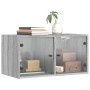 Wall furniture glass doors 2 units gray Sonoma 68.5x37x35 cm by , Lockers and storage cabinets - Ref: Foro24-836508, Price: 9...