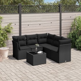 6-teiliges Gartensofa-Set und schwarze synthetische Rattankissen von , Gartensets - Ref: Foro24-3249464, Preis: 428,41 €, Rab...