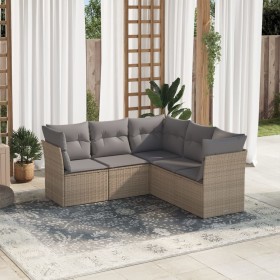 Gartensofa-Set mit Kissen, 5-teilig, beiges synthetisches Rattan von , Gartensets - Ref: Foro24-3249458, Preis: 370,53 €, Rab...