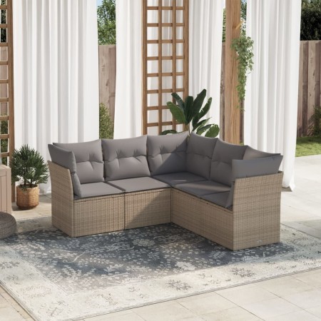 Garden sofa set with cushions 5 pieces beige synthetic rattan by , Garden sets - Ref: Foro24-3249458, Price: 370,53 €, Discou...