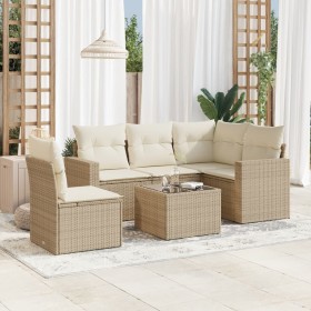 Gartensofa-Set mit Kissen, 6-teilig, beiges synthetisches Rattan von , Gartensets - Ref: Foro24-3218968, Preis: 487,99 €, Rab...