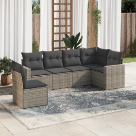 6-piece garden furniture set and gray synthetic rattan cushions by , Garden sets - Ref: Foro24-3219020, Price: 408,99 €, Disc...