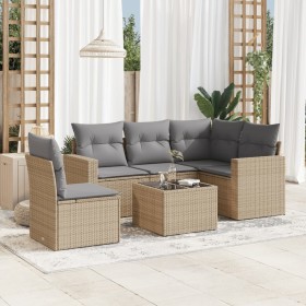 Garden sofa set with cushions 6 pieces beige synthetic rattan by , Modular outdoor sofas - Ref: Foro24-3251316, Price: 490,09...