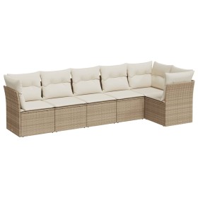 Gartensofa-Set mit Kissen, 6-teilig, beiges synthetisches Rattan von , Gartensets - Ref: Foro24-3217658, Preis: 463,99 €, Rab...