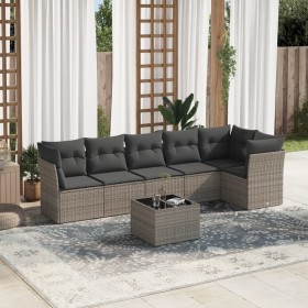 7-piece garden sofa set with gray PE rattan cushions by , Garden sets - Ref: Foro24-3217670, Price: 471,52 €, Discount: %