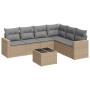 7-teiliges Gartensofa-Set und beige synthetische Rattankissen von , Modulare Sofas für den Außenbereich - Ref: Foro24-3251356...