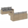 Set sofás de jardín 7 piezas y cojines ratán sintético beige de , Sofás modulares de exterior - Ref: Foro24-3251046, Precio: ...