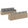 9-teiliges Gartensofa-Set mit beigen synthetischen Rattankissen von , Modulare Sofas für den Außenbereich - Ref: Foro24-32510...