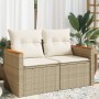 2-seater garden sofa with cushions, beige synthetic rattan by , Outdoor sofas - Ref: Foro24-366066, Price: 187,42 €, Discount: %