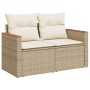 2-seater garden sofa with cushions, beige synthetic rattan by , Outdoor sofas - Ref: Foro24-366066, Price: 187,42 €, Discount: %