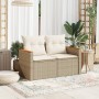 2-seater garden sofa with cushions, beige synthetic rattan by , Outdoor sofas - Ref: Foro24-366066, Price: 187,42 €, Discount: %