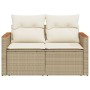 2-seater garden sofa with cushions, beige synthetic rattan by , Outdoor sofas - Ref: Foro24-366066, Price: 187,42 €, Discount: %