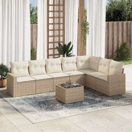 Garden sofa set with beige cushions 8 pcs PE rattan by , Garden sets - Ref: Foro24-3219048, Price: 643,33 €, Discount: %