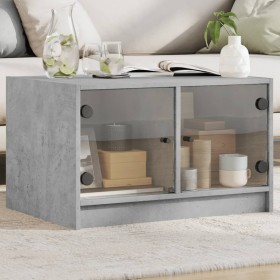 Mesa de centro con puertas de vidrio grs hormigón 68x50x42 cm de , Mesas de centro - Ref: Foro24-836367, Precio: 67,99 €, Des...