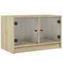 TV cabinet with glass doors Sonoma oak 68x37x42 cm by , TV Furniture - Ref: Foro24-836359, Price: 57,99 €, Discount: %