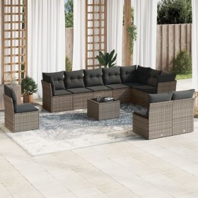 11-piece garden sofa set and gray synthetic rattan cushions by , Garden sets - Ref: Foro24-3217810, Price: 701,21 €, Discount: %