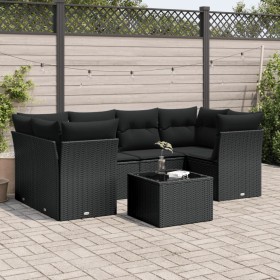 7-piece garden dining set and black synthetic rattan cushions by , Garden sets - Ref: Foro24-3249104, Price: 492,99 €, Discou...