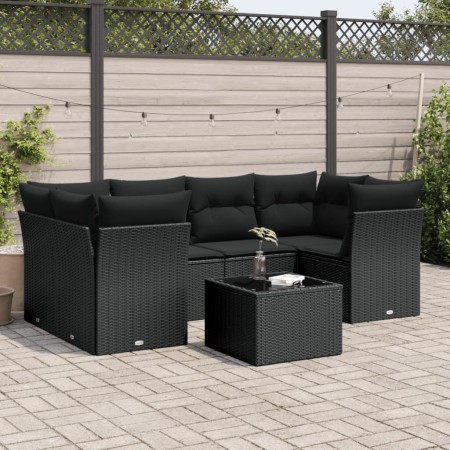 7-piece garden dining set and black synthetic rattan cushions by , Garden sets - Ref: Foro24-3249104, Price: 515,01 €, Discou...