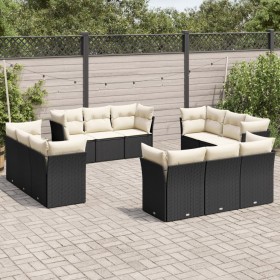 Gartensofa-Set 12-teilig mit schwarzen synthetischen Rattankissen von , Gartensets - Ref: Foro24-3249165, Preis: 834,34 €, Ra...