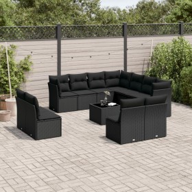 Gartensofa-Set 12-teilig mit schwarzen synthetischen Rattankissen von , Gartensets - Ref: Foro24-3217825, Preis: 693,14 €, Ra...