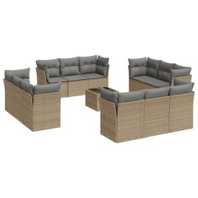 Gartensofa-Set mit Kissen, 13-teilig, beiges synthetisches Rattan von , Gartensets - Ref: Foro24-3249178, Preis: 1,00 €, Raba...