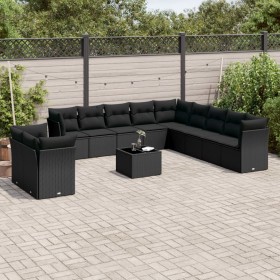 Gartensofa-Set 12-teilig mit schwarzen synthetischen Rattankissen von , Gartensets - Ref: Foro24-3249724, Preis: 889,16 €, Ra...