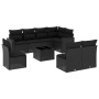 8-teiliges Gartensofa-Set und schwarze synthetische Rattankissen von , Modulare Sofas für den Außenbereich - Ref: Foro24-3251...